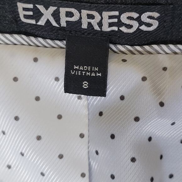 Express Women's 8 Charcoal Gray Suit Jacket Blazer Single Breasted 1 Button - Picture 13 of 16